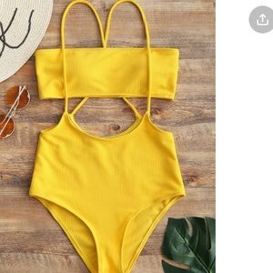 Yellow two piece ZAFUL bathing suit